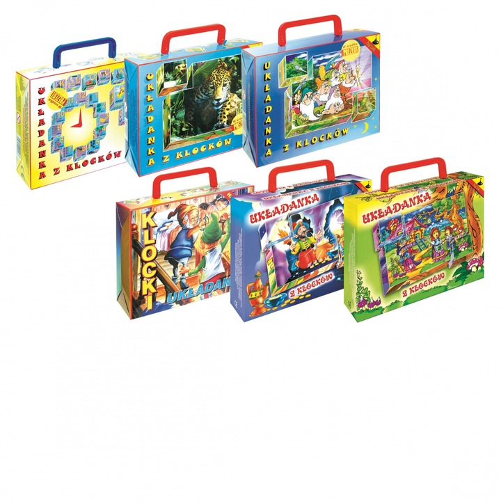 Puzzle készlet gyerekeknek, Baczek, 12 kocka, bőröndben, +3 év