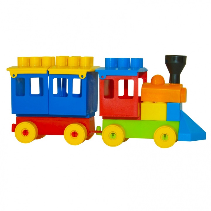 Set de constructie tren de calatori Baczek, multicolor, pentru copii +3 ani