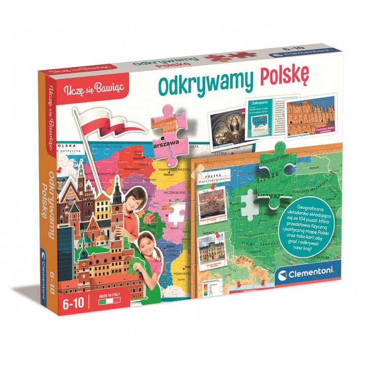 Clementoni Felfedezzük Lengyelországot puzzle, 104 darab, oktató