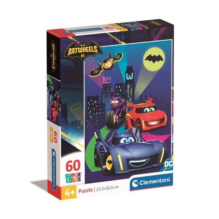 Детски пъзел Clementoni Batwheels, 60 части, ярки цветове
