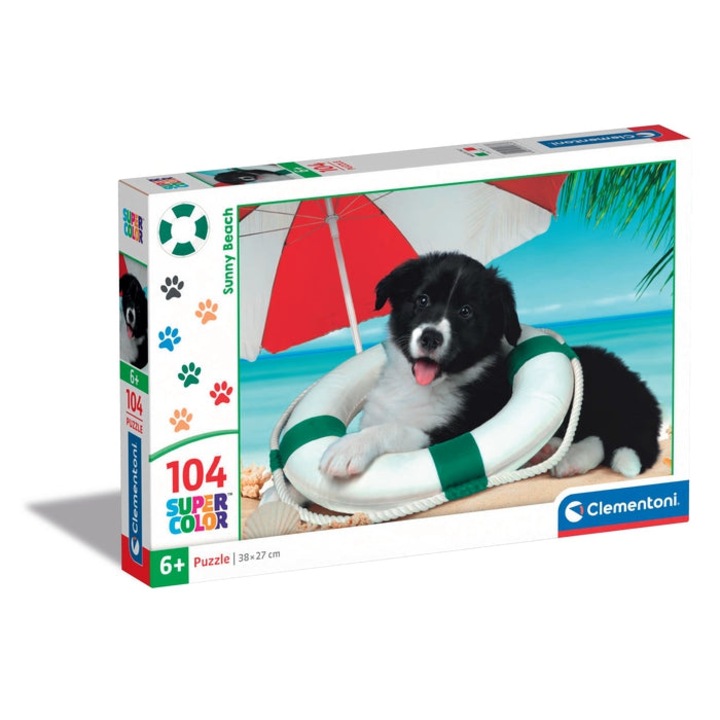 Clementoni NOLI SUNNY BEACH puzzle, 104 darab, Kölyökkutya a tengerparton