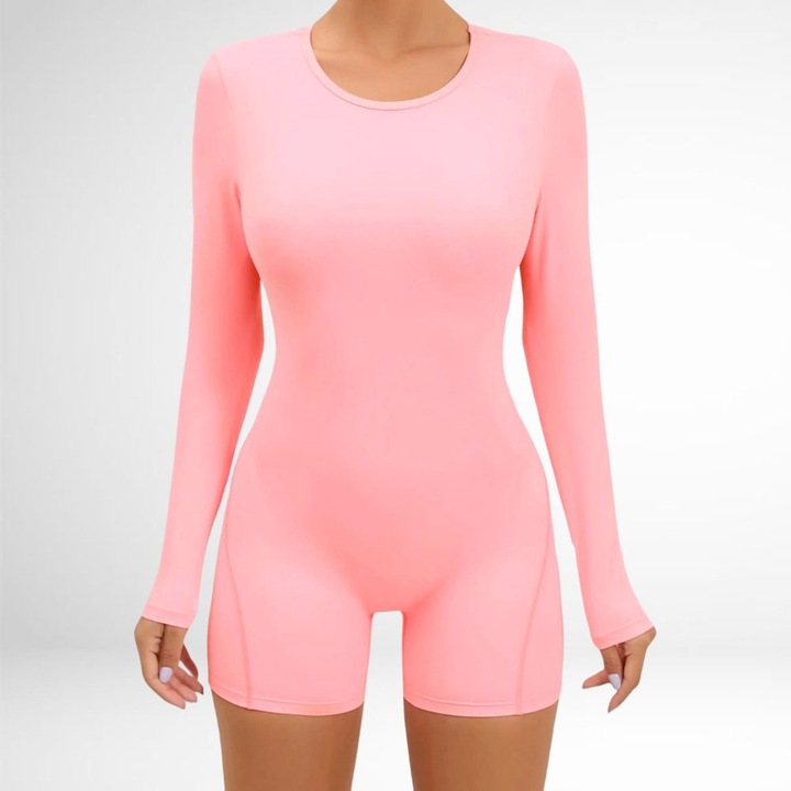 Salopeta dama scurta Extravaganza cu spate decupat, Roz