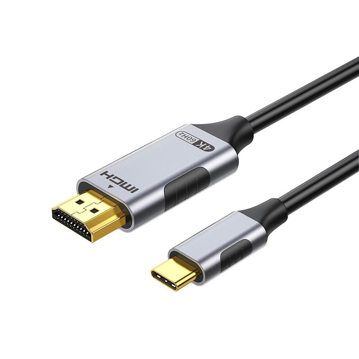 USB C към HDMI кабел, Bailink, 4K@60Hz, 2m, Thunderbolt 3/4 съвместим, Full HD, Plug & Play MHL Dynamic HDR, черен
