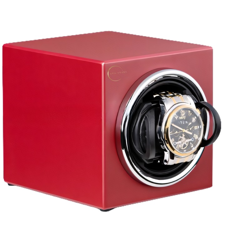 Cutie intors ceas automatic, Luxury F1, Ava-Stars ®, 12, 5X11X11cm, Lemn, Rosu