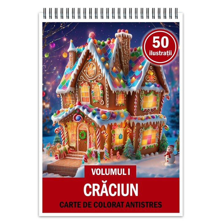 Carte de colorat pentru relaxare si antistres, 50 de ilustratii, Craciun - Volumul I, Editura Legendary Print, 106 pagini