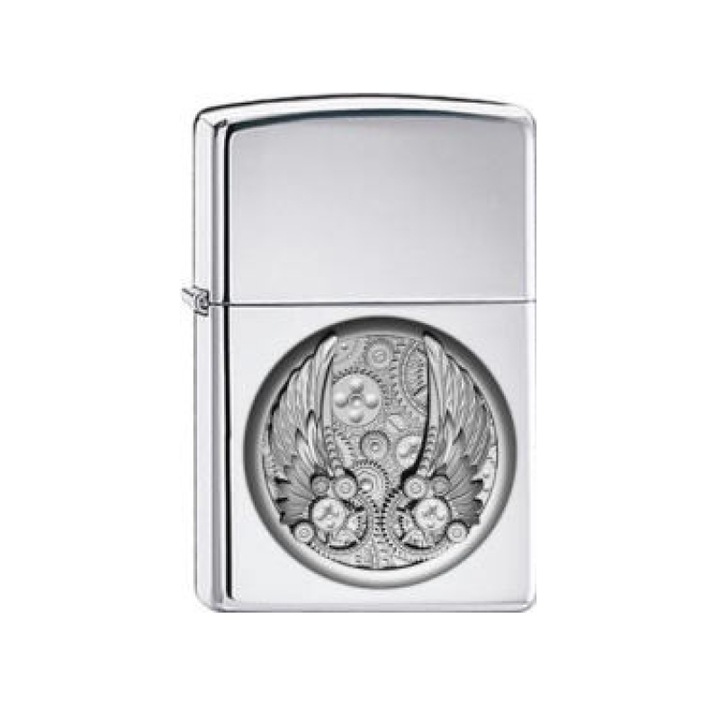 Bricheta Zippo Emblema aripi, Argintiu