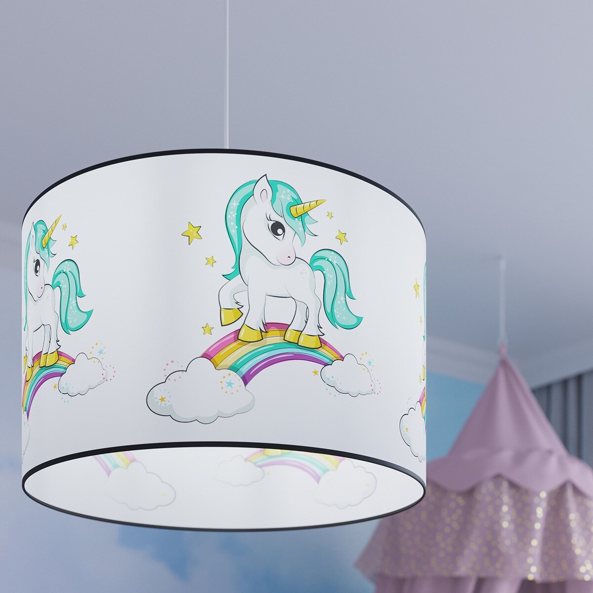 Lampa suspendata Jednoroaga multicolora din PVC, cu 1 bec oval