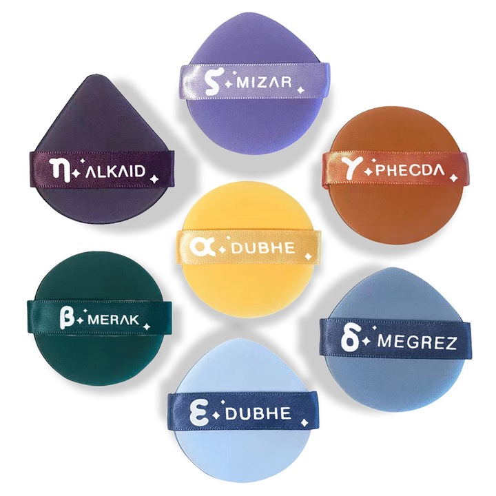 Set de 7 aplicatoare machiaj, utilizare umeda sau uscata, multicolor