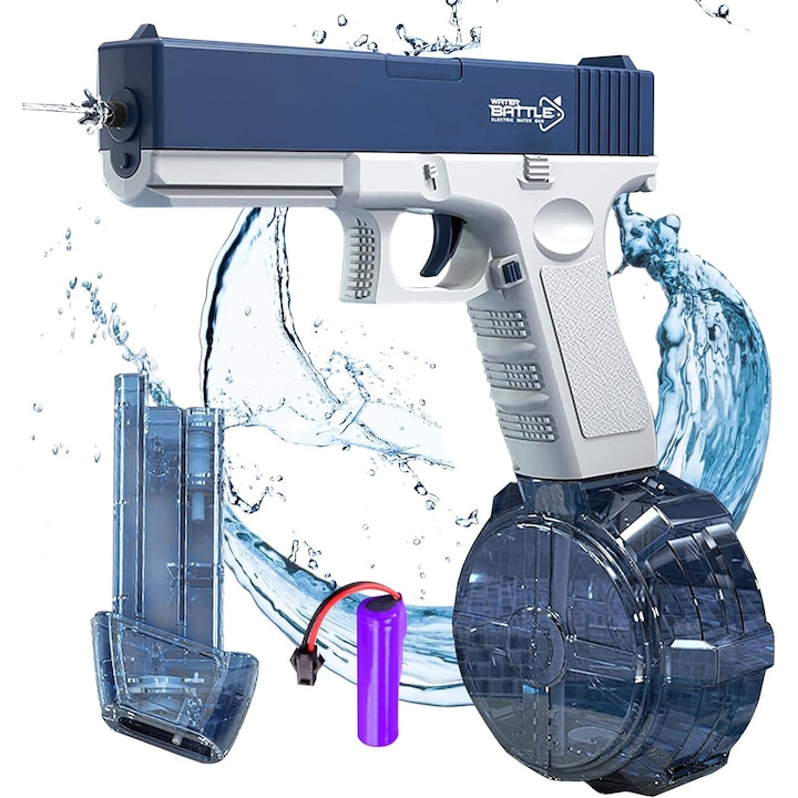 Воден пистолет Glock, електрически, 2 зарядни, син