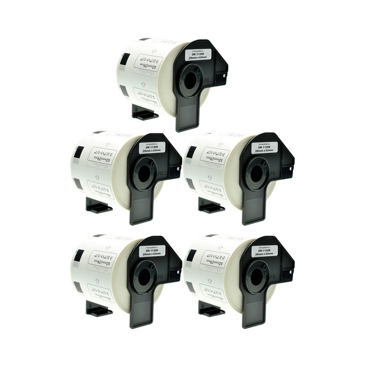 Комплект от 5 ролки DK11209 62mmX29mm Съвместим Brother QL1000 1050 1060 QL 500 BS Brother QL 550 QL 560 Brother QL 570 QL 580 QL 650 QL 700 QL 710 QL 720 NW QL 800 QL 810 W QL 82 0 NWB