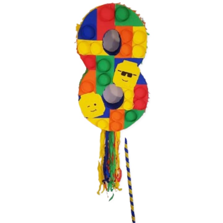 Pinata cifra opt Lego, 62 cm x 35 cm + bat batere