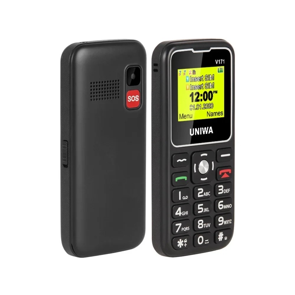 Telefon Mobil Senior AIEK V171, Buton SOS, Dock Incarcare, Lanterna, Negru, Dual SIM