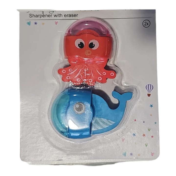 Ascutitoare cu guma de sters Sea, set 2 buc