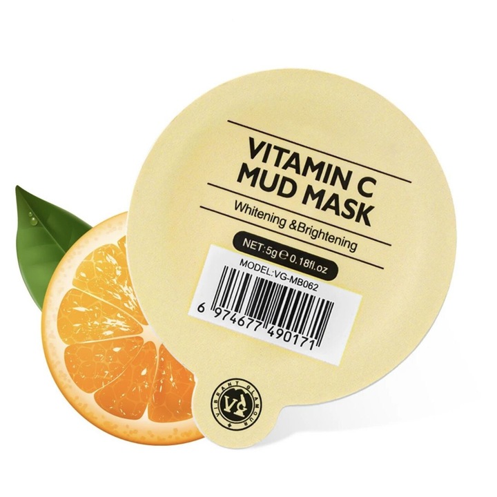 Masca Cu Vitamina C Pentru Albire Si Stralucire, Alhena® Vibrant Glamour, Regeneranta, Hidratare, Efect Antioxidant, Potrivita Pentru Ten Normal Si Sensibil, Formula Naturala, Textura Usoara, Aplicare Facila, 5 g, Natur