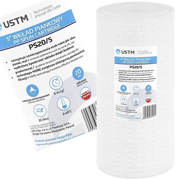 Воден филтър, дълъг живот, USTM PS20/5, 20 микрона