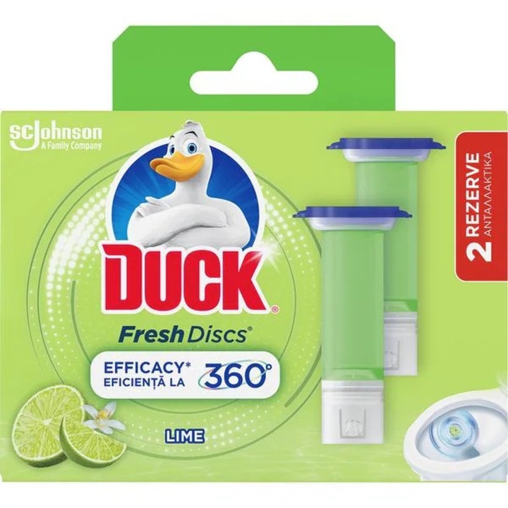 Rezerva odorizant toaleta DUCK Fresh Discs Lime, 12 discuri