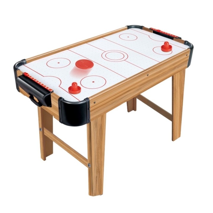 Masa Air Hockey Graffiti cu Picioare Lungi, Leski, Lemn, 2 Pucuri, Tabela Scor, 2 Impingatoare, 76x38x61 cm, Maro