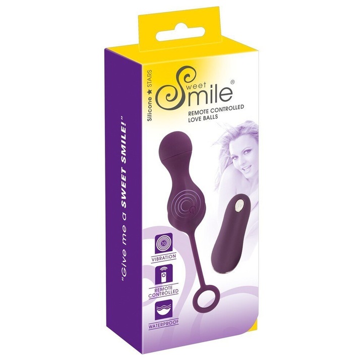 Bile vaginale Luka Sweet Smile, textura stimulativa, 10 moduri vibratii, rezistent la apa, 17cm