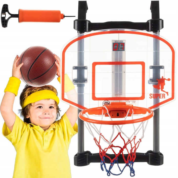 Kosárlabda készlet ajtóhoz, elektronikus kijelzővel "Likesmart BasketBall Electronic", Kosárlabda, Pumpa, 65,5 cm