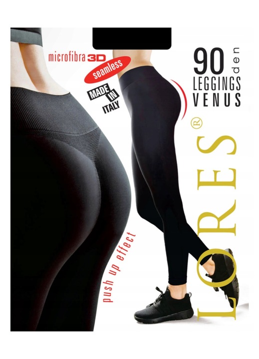 Colanti dama Lores VENUS, efect push-up, 90 DEN, poliamida-elastan, negru, S-M INTL