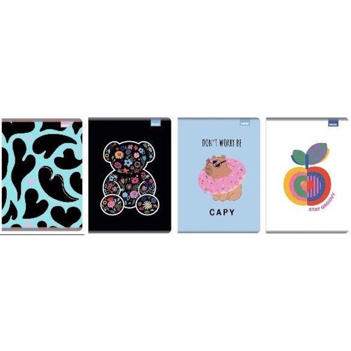 Beniamin A5 füzet, 60 kockás lap, matt UV-lakkozott borító, lekerekített sarkok, kék, piros széllel