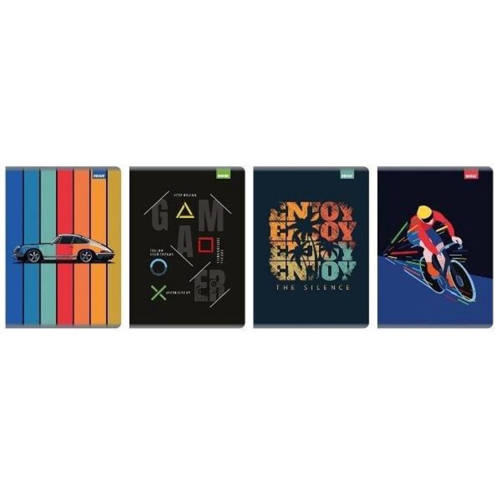 Caiet A5, Beniamin, 60 file in carouri, coperta mata cu UV, colturi rotunjite, albastru cu rosu