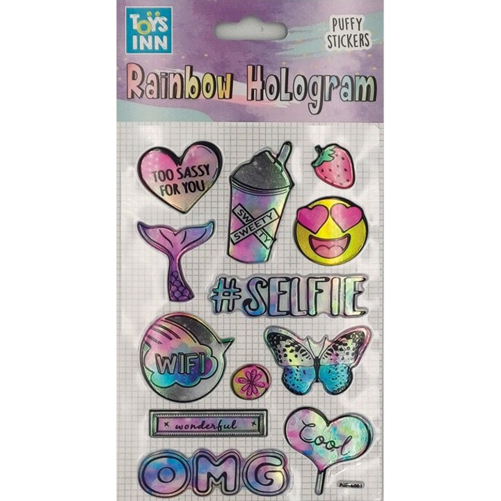 Set stickere holografice Stnux Selfie, multicolor, 114x205x2mm