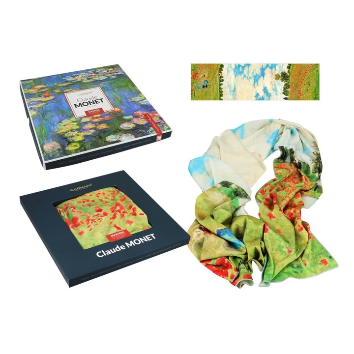 Esarfa Luka, colectia C. Monet Pole makow, 45x180cm, ambalaj cadou