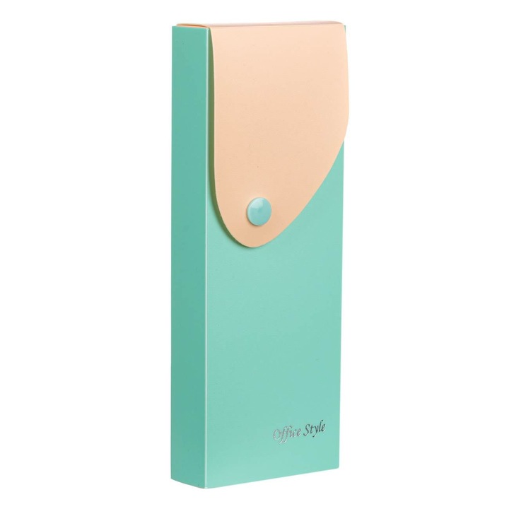 Penar Shopiens® cu inchidere cu capsa, din plastic, de culoare somon si verde menta