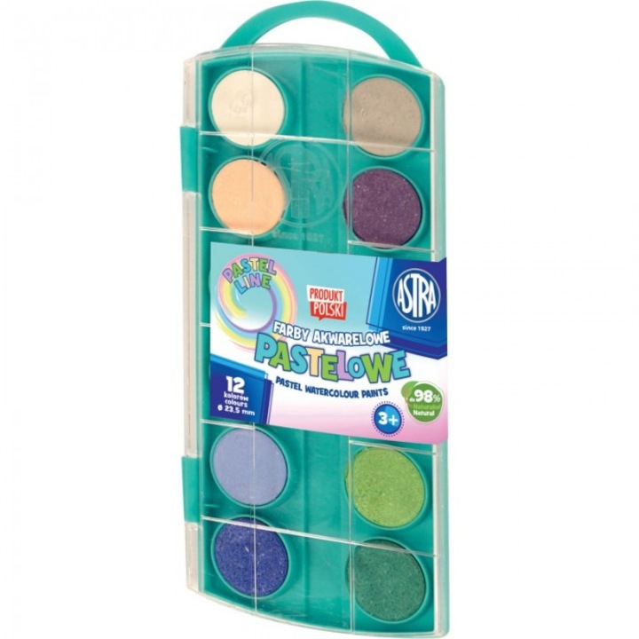 Set acuarele pastel ASTRA art-pap, 12 culori, 23.5mm, multicolor