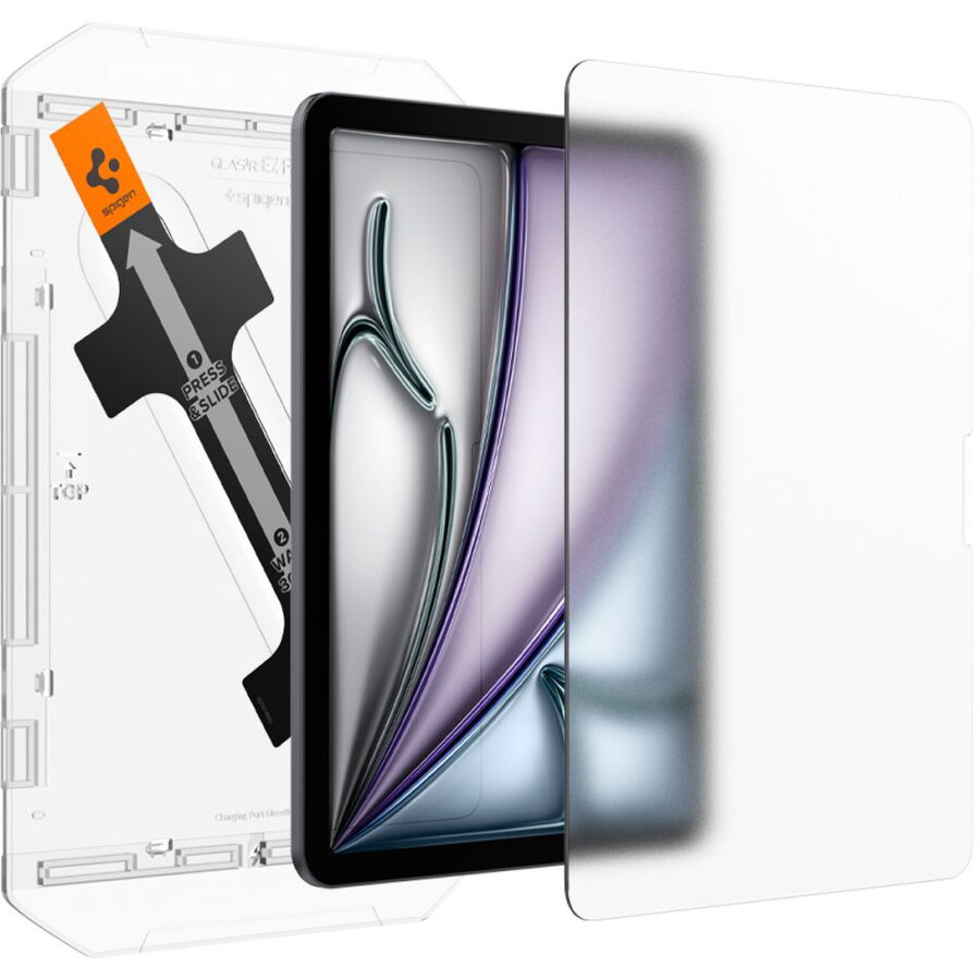 Folie protectie tableta, Spigen, Sticla securizata, Paper Touch pentru iPad Air 11" M2, 2024 transparent mat