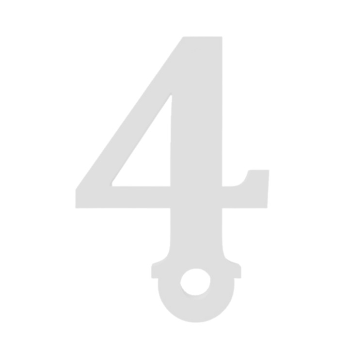 Breloc cifra, "4", pensiuni,71 X 48 mm alb ivory