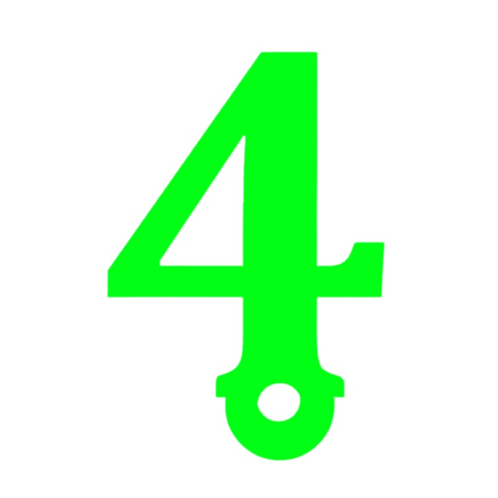 Breloc cifra, "4", pensiuni,71 X 48 mm verde