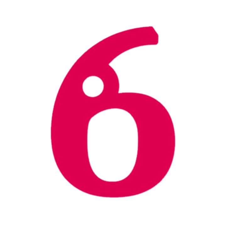 Breloc cifra, "6", pensiuni,61 X 44 mm roz zmeuriu