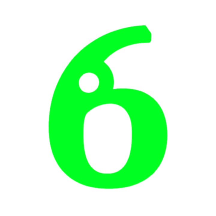 Breloc cifra, "6", pensiuni,61 X 44 mm verde