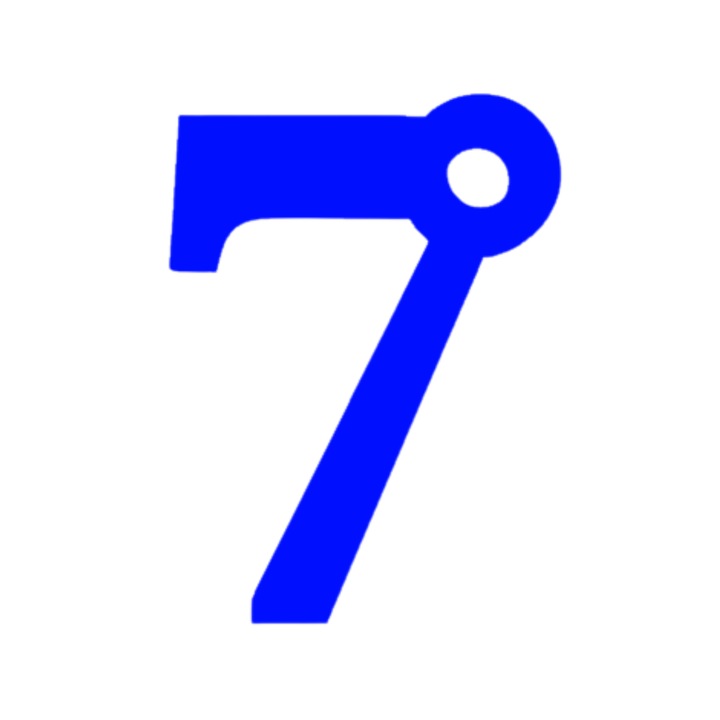 Breloc cifra, "7", pensiuni,62 X 46 mm albastru