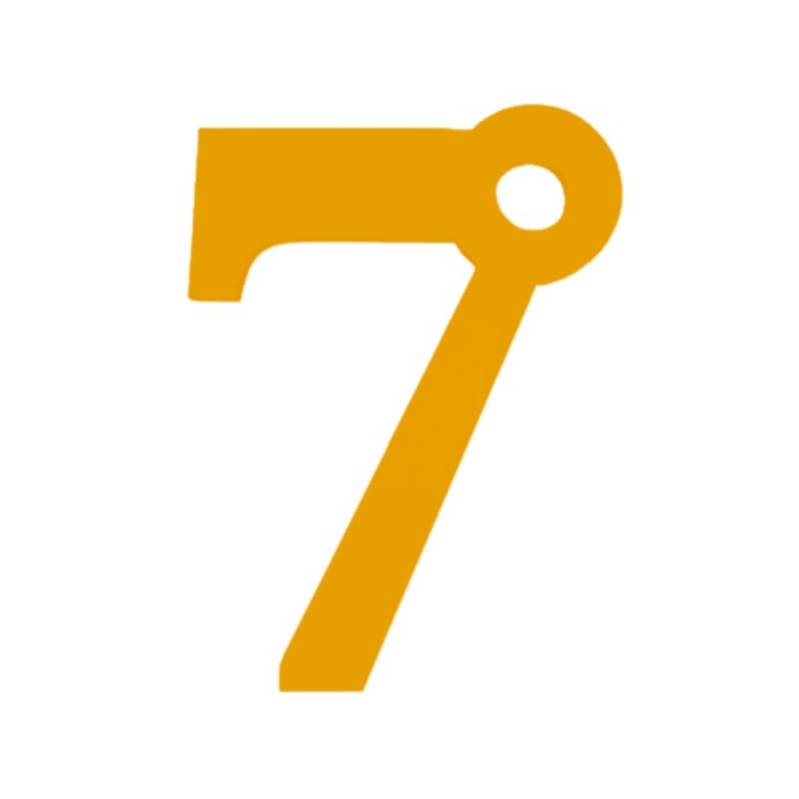 Breloc cifra, "7", pensiuni,62 X 46 mm auriu