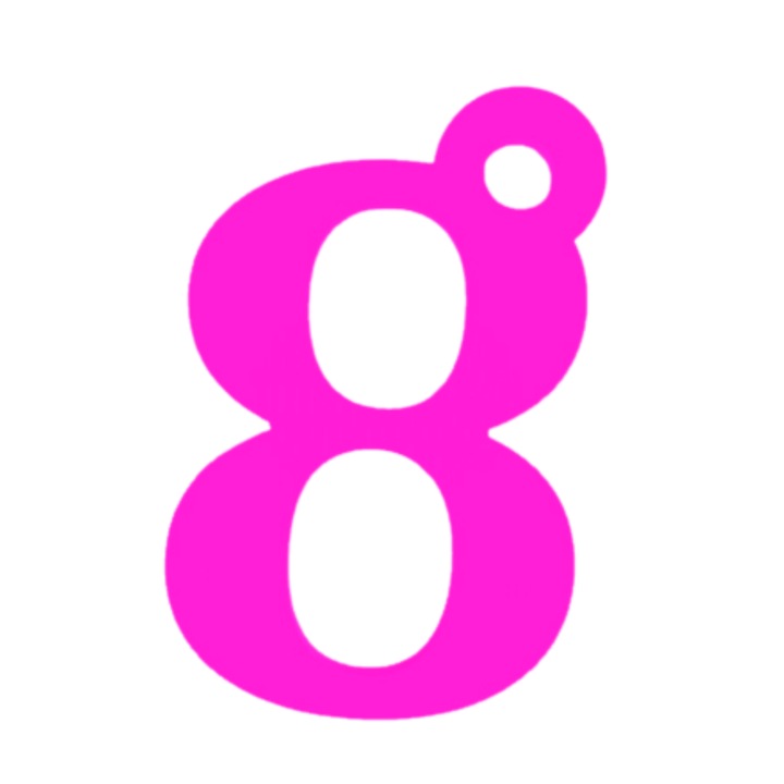 Breloc cifra, "8", pensiuni,70 X 46 mm mov deschis