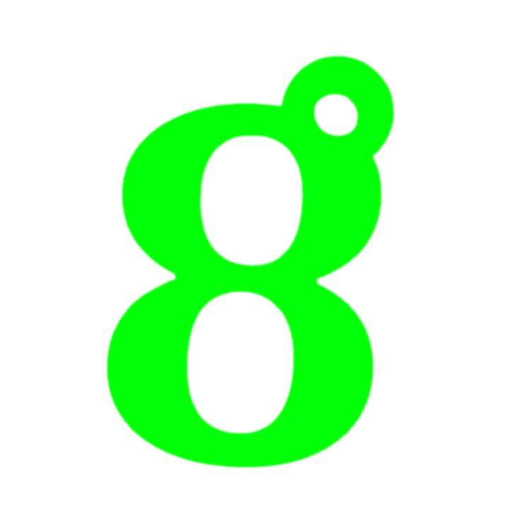 Számkulcstartó, "8", vendégházak, 70 X 46 mm zöld