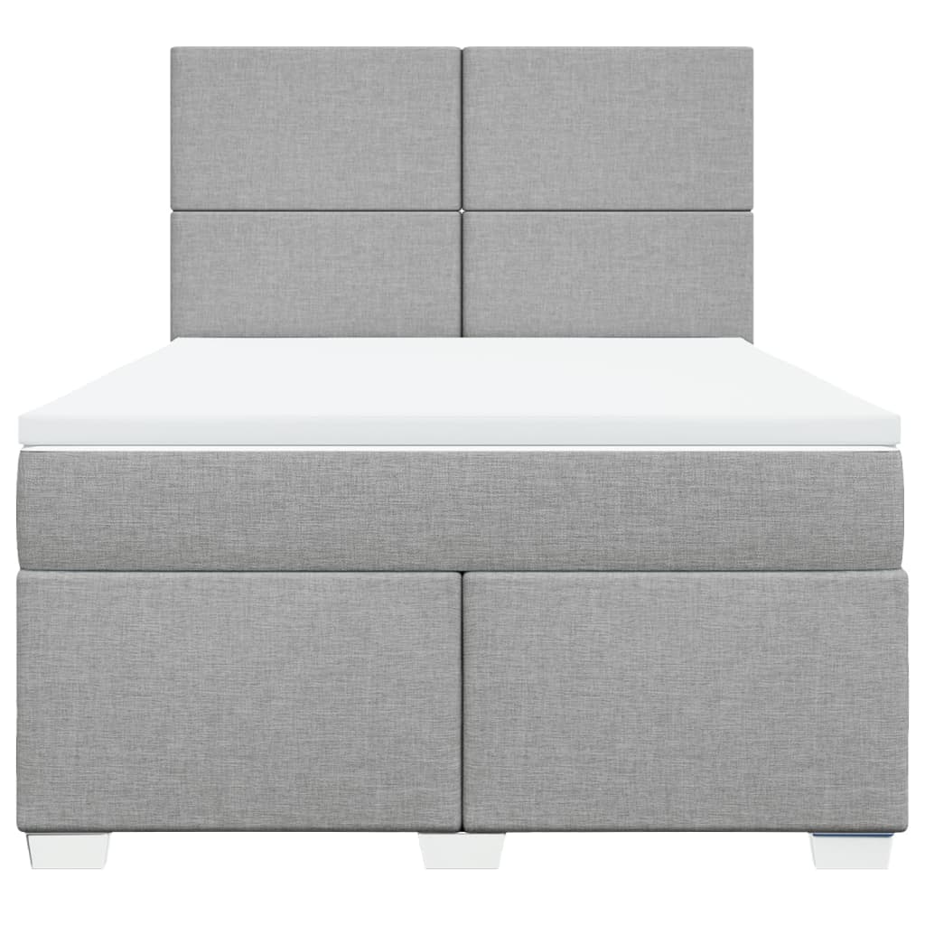 Pat box spring cu saltea vidaXL, gri deschis, 140x190 cm, textil, 54.9 ...