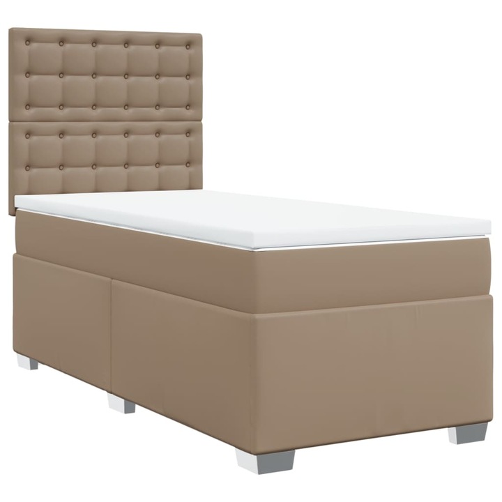 vidaXL cappuccino színű műbőr rugós ágy matraccal 100 x 200 cm, 47.67 kg