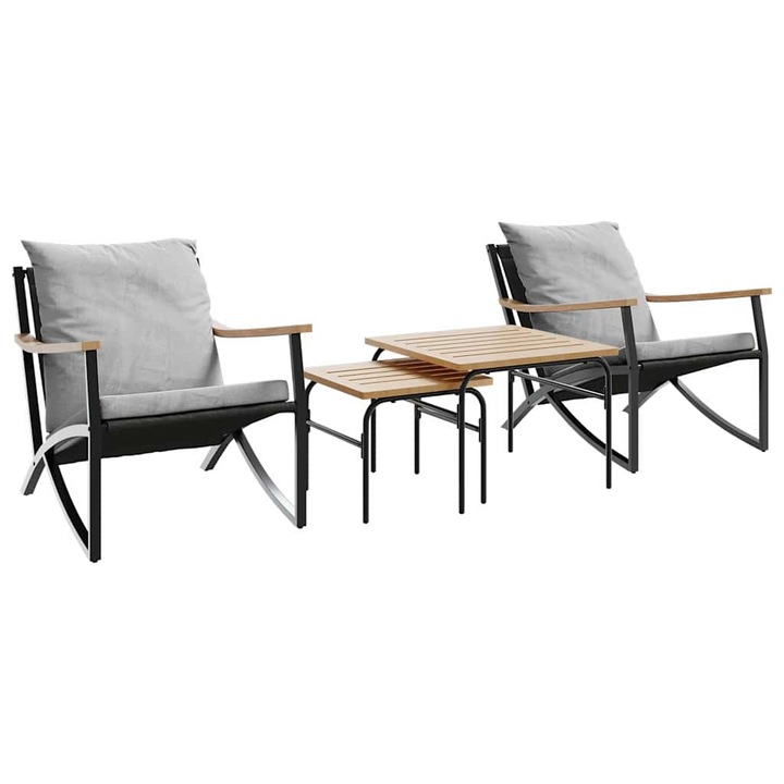 Set mobilier de balcon vidaXL, 4 piese, cu perne, negru, otel, 4009305