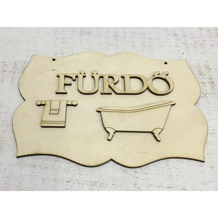 Natúr fa - Fürdő tábla 19x13,5cm