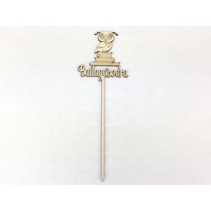 Accesoriu decorativ, Corolla, Lemn natural - Bufnita de carte cu inscriptie „Pentru absolvirea ta”