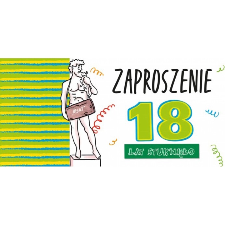 Set Invitatii Aniversare 18 Ani, Henry, 5 bucati cu plicuri, 82x156mm