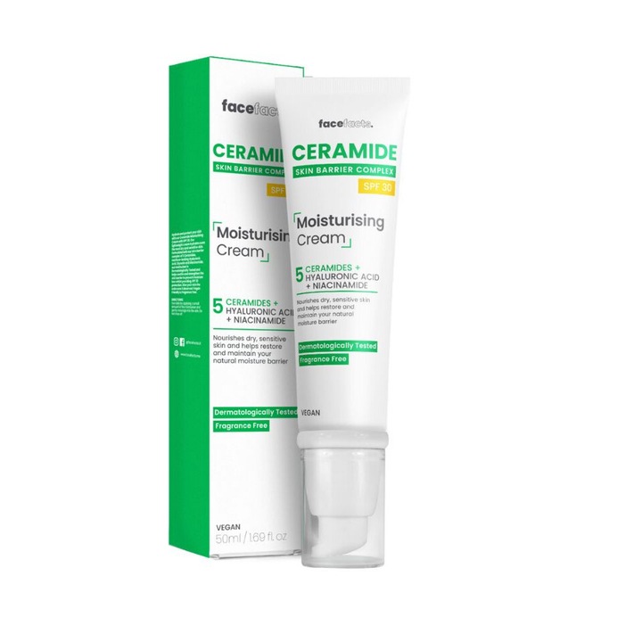 Крем за лице, Face Facts, Ceramide, Хидратиращ, SPF 30, 50 мл