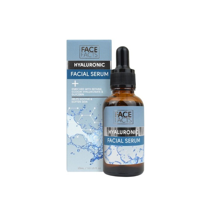 Серум за лице, Face Facts, Хидратиращ с Хиалуронова киселина, 30 мл
