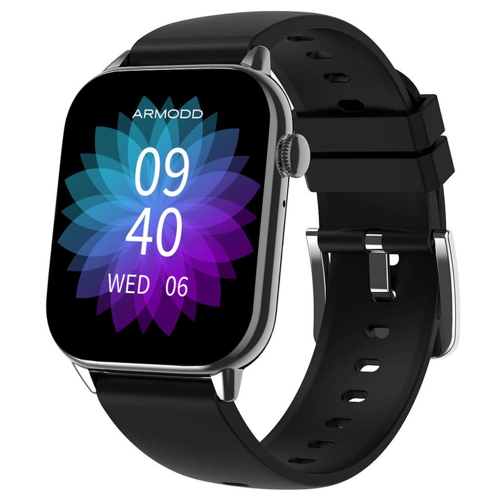 Smartwatch Prime ARMODD, съвместим с iOS, Android, Bluetooth разговори, черен