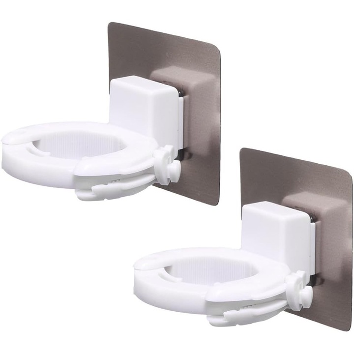 Set 2 Suport pentru gel dus/sampon, Plastic, 7x7x4 cm, Alb/Argintiu