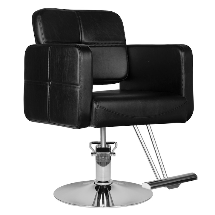 Фризьорски стол, Activeshop HS10, регулируем, екологична кожа, черен